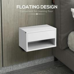 Rackhams Set of Two Floating Bedside Tables - High Gloss White - thumbnail 5