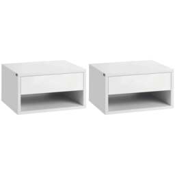 Rackhams Set of Two Floating Bedside Tables - High Gloss White - thumbnail 1