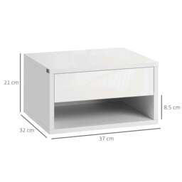 Rackhams Set of Two Floating Bedside Tables - High Gloss White - thumbnail 3