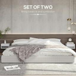Rackhams Set of Two Floating Bedside Tables - High Gloss White - thumbnail 4