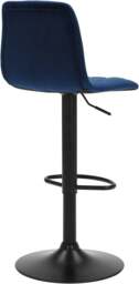 Rackhams Verona Velvet Kitchen Bar Stools, Matt Black Stem & Base, Height Adjustable Gas Lift With Backrest, Breakfast Bar Stool - Blue - thumbnail 4