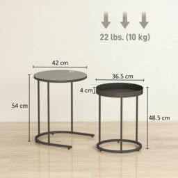 Rackhams Nesting Side Table Set of 2, Industrial Round Nest of Tables - Rustic Brown - thumbnail 6