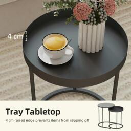Rackhams Nesting Side Table Set of 2, Industrial Round Nest of Tables - Rustic Brown - thumbnail 5