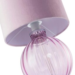 Rackhams Contemporary Lilac Ribbed Glass Table Lamp with Velvet Fabric Shade - thumbnail 3