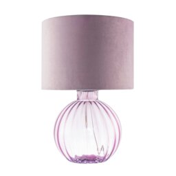 Rackhams Contemporary Lilac Ribbed Glass Table Lamp with Velvet Fabric Shade