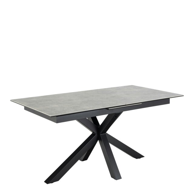 Rackhams Heaven Extendable Dining Table with Ceramic Grey Top 168cm - Black - No - Grey - image 1