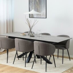 Rackhams Heaven Extendable Dining Table with Ceramic Grey Top 168cm - Black - No - Grey - thumbnail 6