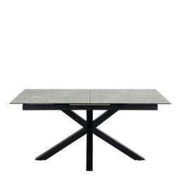 Rackhams Heaven Extendable Dining Table with Ceramic Grey Top 168cm - Black - No - Grey - thumbnail 2