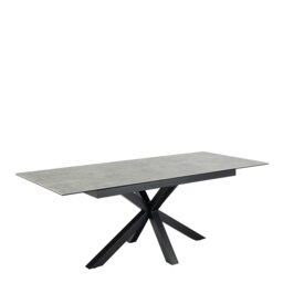 Rackhams Heaven Extendable Dining Table with Ceramic Grey Top 168cm - Black - No - Grey - thumbnail 3