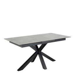 Rackhams Heaven Extendable Dining Table with Ceramic Grey Top 168cm - Black - No - Grey