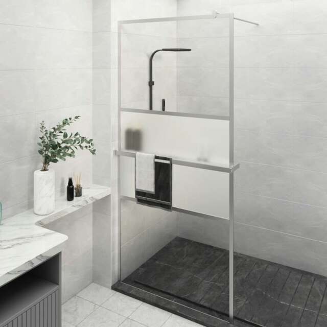 Rackhams Walk-in Shower Wall with Shelf Chrome 100x195 cm ESG Glass&Aluminium
