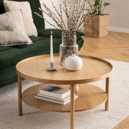 Rackhams Banbury Round Coffee Table in Oak 80x42cm - 1 - Oak - Brown - thumbnail 5