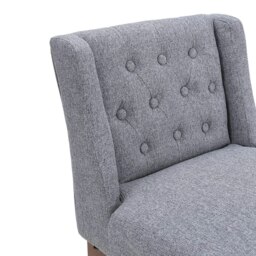 Rackhams Set of 2 Hight Bar Stools Linen Upholstered with Wood Legs - Grey - thumbnail 6