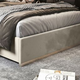 Rackhams Bentley Upholstered Soft Velvet Metal Bed Frame - Cream - Silver - Super king - thumbnail 3