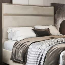 Rackhams Bentley Upholstered Soft Velvet Metal Bed Frame - Cream - Silver - Super king - thumbnail 2
