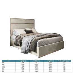 Rackhams Bentley Upholstered Soft Velvet Metal Bed Frame - Cream - Silver - Super king - thumbnail 4