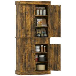 Rackhams 180cm Kitchen Pantry, KitchenStorage Cabinet with Shelves, Brown - Kitchen Cupboard - Particleboard - Brown - thumbnail 2
