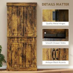 Rackhams 180cm Kitchen Pantry, KitchenStorage Cabinet with Shelves, Brown - Kitchen Cupboard - Particleboard - Brown - thumbnail 5