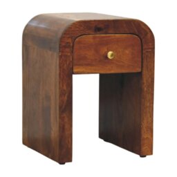 Rackhams Solid Wood Mini Darcy Chestnut Nightstand with Curved Edges - thumbnail 3
