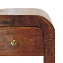 Rackhams Solid Wood Mini Darcy Chestnut Nightstand with Curved Edges - thumbnail 4