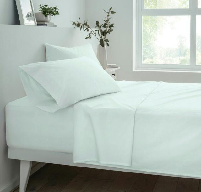 Rackhams Deluxe Fitted Sheet or Pillowcase Pair - Duck Egg - Pillow Case (50 x 75cm)