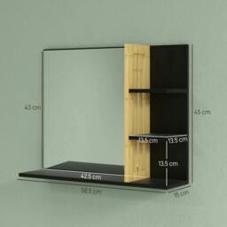Rackhams Bamboo Panel Bathroom Mirror, with Shelves - thumbnail 3