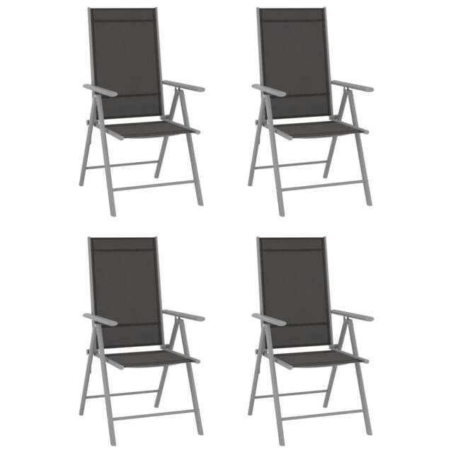 Rackhams Folding Garden Chairs 4 pcs Textilene Black - image 1