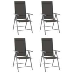 Rackhams Folding Garden Chairs 4 pcs Textilene Black - thumbnail 1