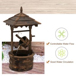 Rackhams Wood Garden Wishing Well Fountain Barrel Waterfall with Pump for Garden - Carbonized wood color - Wood - 57cm x 57cm x 120cm - thumbnail 4