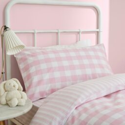 Rackhams Check and Stripe Cotton Reversible Duvet Cover Set - Double - thumbnail 2