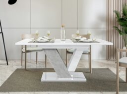 Rackhams Retro Container Store Extendable Dining Table for 6 People DUBAI White Gloss Stone Effect - thumbnail 2