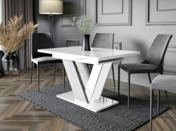 Rackhams Retro Container Store Extendable Dining Table for 6 People DUBAI White Gloss Stone Effect - thumbnail 3
