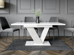 Rackhams Retro Container Store Extendable Dining Table for 6 People DUBAI White Gloss Stone Effect - thumbnail 4