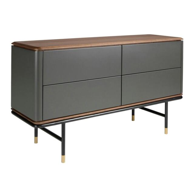 Rackhams Chest of Drawers Dark Grey Matt Wood, Black Steel and Walnut Top 7172 - image 1
