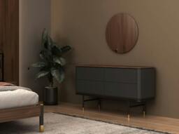 Rackhams Chest of Drawers Dark Grey Matt Wood, Black Steel and Walnut Top 7172 - thumbnail 4