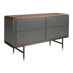 Rackhams Chest of Drawers Dark Grey Matt Wood, Black Steel and Walnut Top 7172 - thumbnail 1