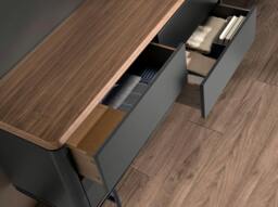 Rackhams Chest of Drawers Dark Grey Matt Wood, Black Steel and Walnut Top 7172 - thumbnail 5