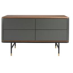 Rackhams Chest of Drawers Dark Grey Matt Wood, Black Steel and Walnut Top 7172 - thumbnail 2