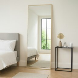 Rackhams Modern Gold Metal Rectangle Frame Leaner Mirror 200cm x 80cm - thumbnail 1