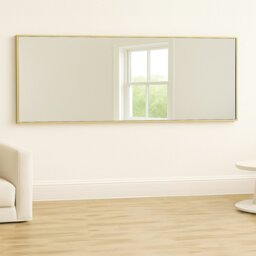 Rackhams Modern Gold Metal Rectangle Frame Leaner Mirror 200cm x 80cm - thumbnail 3