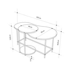 Rackhams Modern Cuddle Coffee Tables 2 Piece Nested Table Round w Wheels and Oval Table Metal Legs Office - Oak-Cinnamon - thumbnail 5
