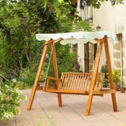 Rackhams 2 Seater Wooden Garden Swing Chair Seat Hammock Bench Furniture Lounger - thumbnail 3