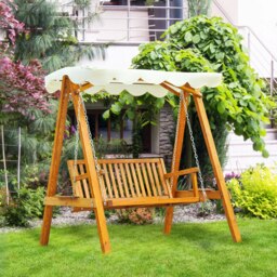 Rackhams 2 Seater Wooden Garden Swing Chair Seat Hammock Bench Furniture Lounger - thumbnail 4