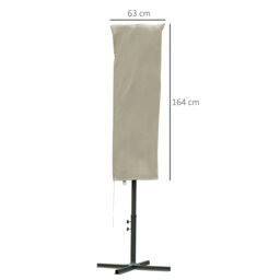 Rackhams Garden Parasol Cover, Outdoor Patio Umbrella Protector Weatherproof Garden Patio with Rod, Zipper for 2-4m Parasol, Φ60 x 160cm, Khaki - Black - thumbnail 6