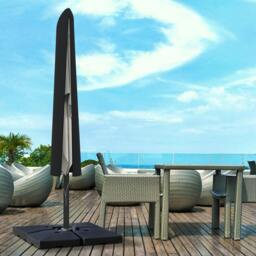 Rackhams Garden Parasol Cover, Outdoor Patio Umbrella Protector Weatherproof Garden Patio with Rod, Zipper for 2-4m Parasol, Φ60 x 160cm, Khaki - Black - thumbnail 1