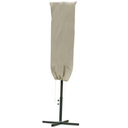 Rackhams Garden Parasol Cover, Outdoor Patio Umbrella Protector Weatherproof Garden Patio with Rod, Zipper for 2-4m Parasol, Φ60 x 160cm, Khaki - Black - thumbnail 2