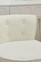 Rackhams Teddy Fleece Upholstered Vanity Stool - White - One Size - thumbnail 6