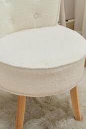 Rackhams Teddy Fleece Upholstered Vanity Stool - White - One Size - thumbnail 5