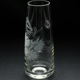 Rackhams Fairy & Butterfly Glass Bud Vase - Hand Etched/Engraved Gift - thumbnail 2