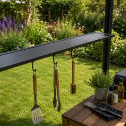 Rackhams BBQ Shelter Gazebo 2.45m - Garden BBQ Canopy with Shelves & Light - thumbnail 3